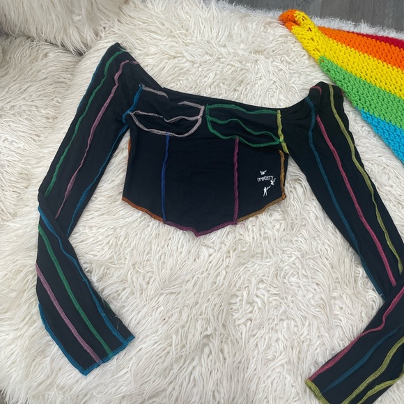 Omighty Rainbow stitch skirt and crop top set - Picture 6 of 11